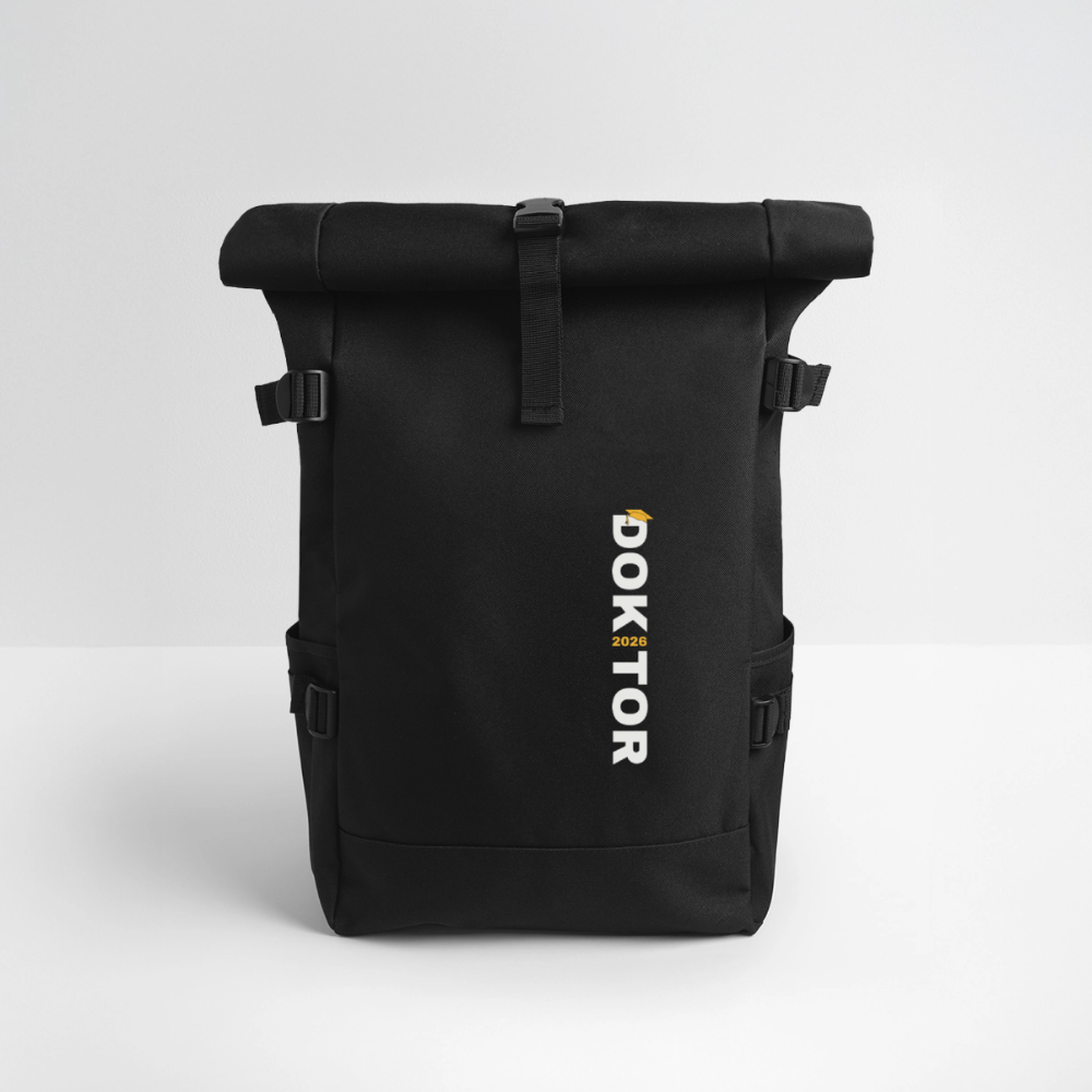 Rolltop Rucksack "Doktor 2026" (Schriftzug) - Schwarz