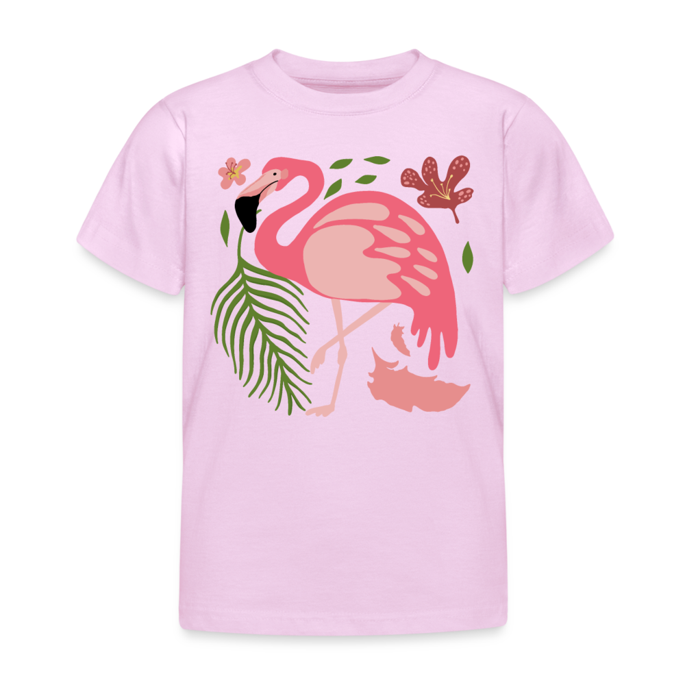 Kinder T-Shirt "Flamingo mit Pflanzen" - Hellrosa