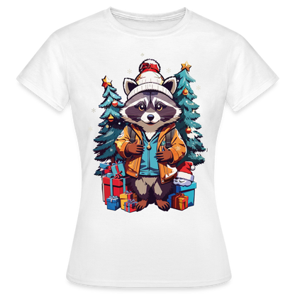 Frauen T-Shirt "Waschbär Weihnachten" - Weiß