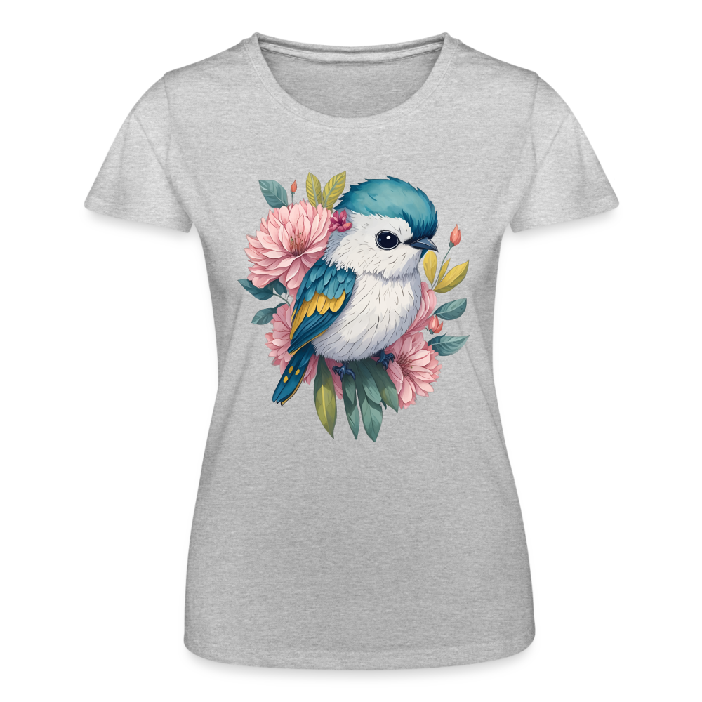 Frauen Bio-T-Shirt "Exotischer Vogel" - Grau meliert