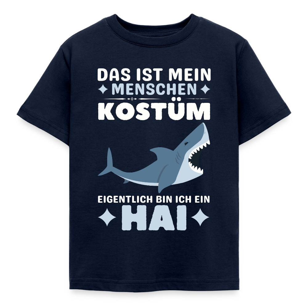 Kinder T-Shirt "Das ist mein Menschen Kostüm, eigentlich bin ich ein Hai" - Navy