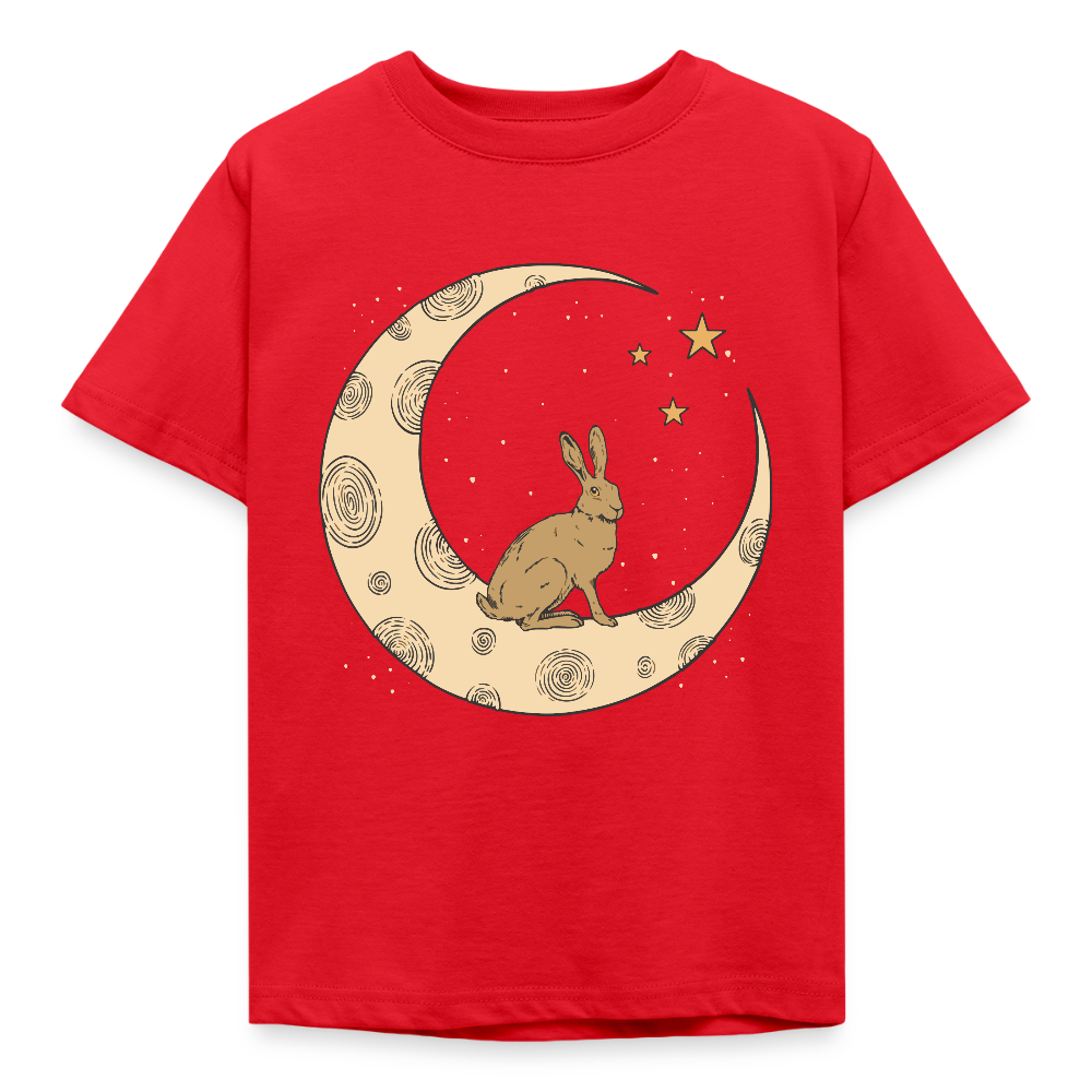 Kinder T-Shirt "Hase auf dem Mond" - Rot