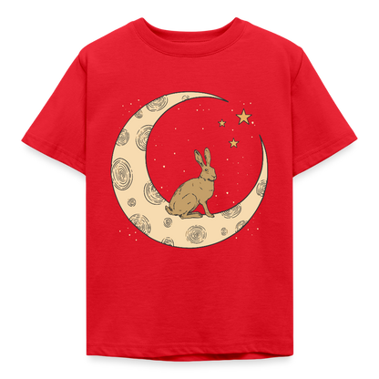 Kinder T-Shirt "Hase auf dem Mond" - Rot