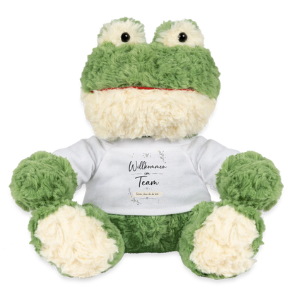 Frosch-Stofftier "Willkommen im Team - Schöne, dass du da bist" - Weiß