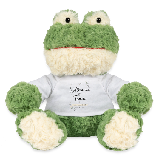 Frosch-Stofftier "Willkommen im Team - Schöne, dass du da bist" - Weiß