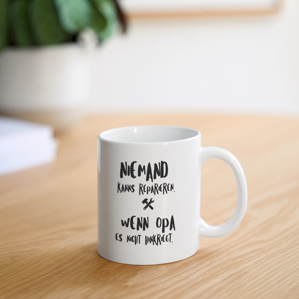 Tasse "Niemand kanns reparieren, wenn Opa es nicht hinkriegt" - Weiß