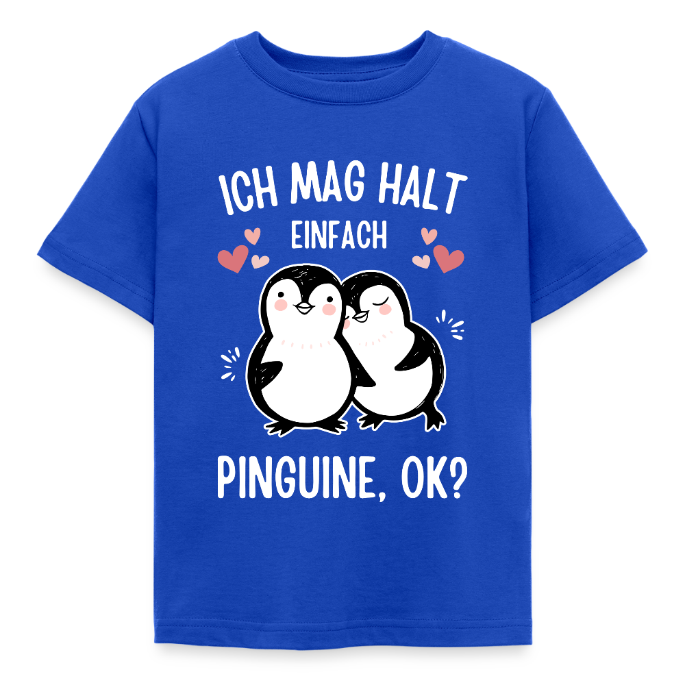 Kinder T-Shirt "Ich mag halt einfach Pinguine" - Royalblau