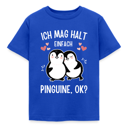 Kinder T-Shirt "Ich mag halt einfach Pinguine" - Royalblau