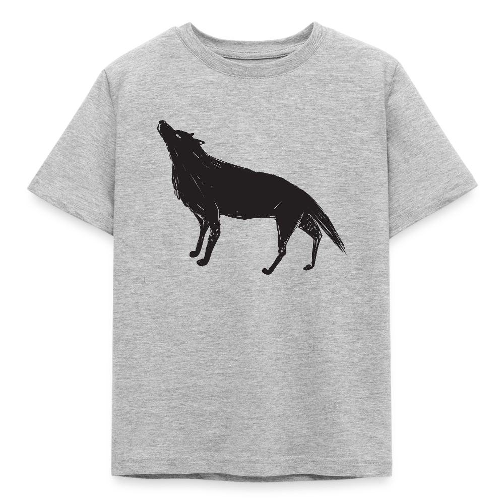 Kinder T-Shirt "Wolf im Zeichen-Stil" - Grau meliert