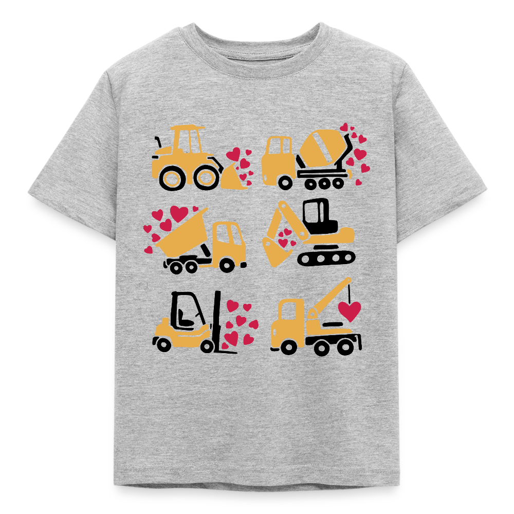 Kinder T-Shirt "Viele Bagger mit Herzen" - Grau meliert
