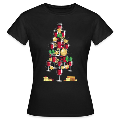 Frauen T-Shirt "Wein Weihnachtsbaum" - Schwarz