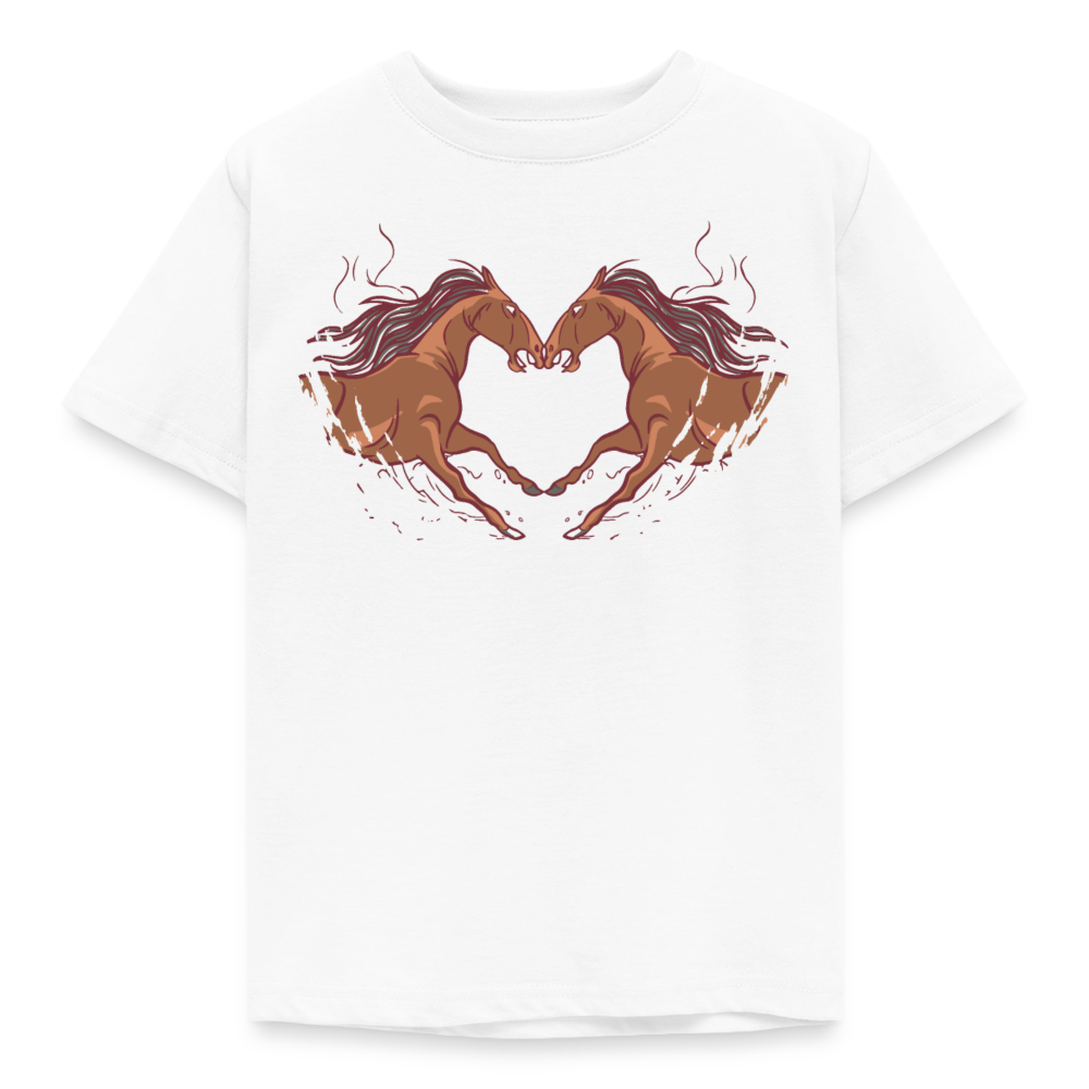 Kinder T-Shirt "2 Pferde" - Weiß