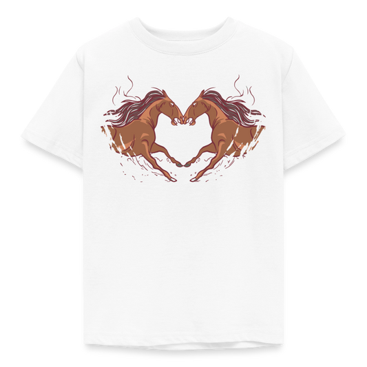 Kinder T-Shirt "2 Pferde" - Weiß