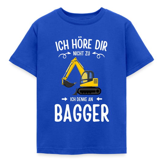 Kinder T-Shirt "Ich höre dir nicht zu, ich denke an Bagger" - Royalblau
