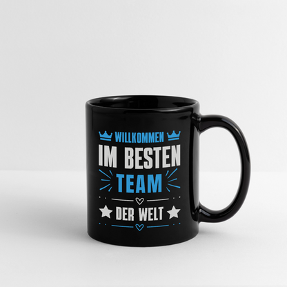 Schwarze Tasse "Willkommen im besten Team der Welt" - Schwarz