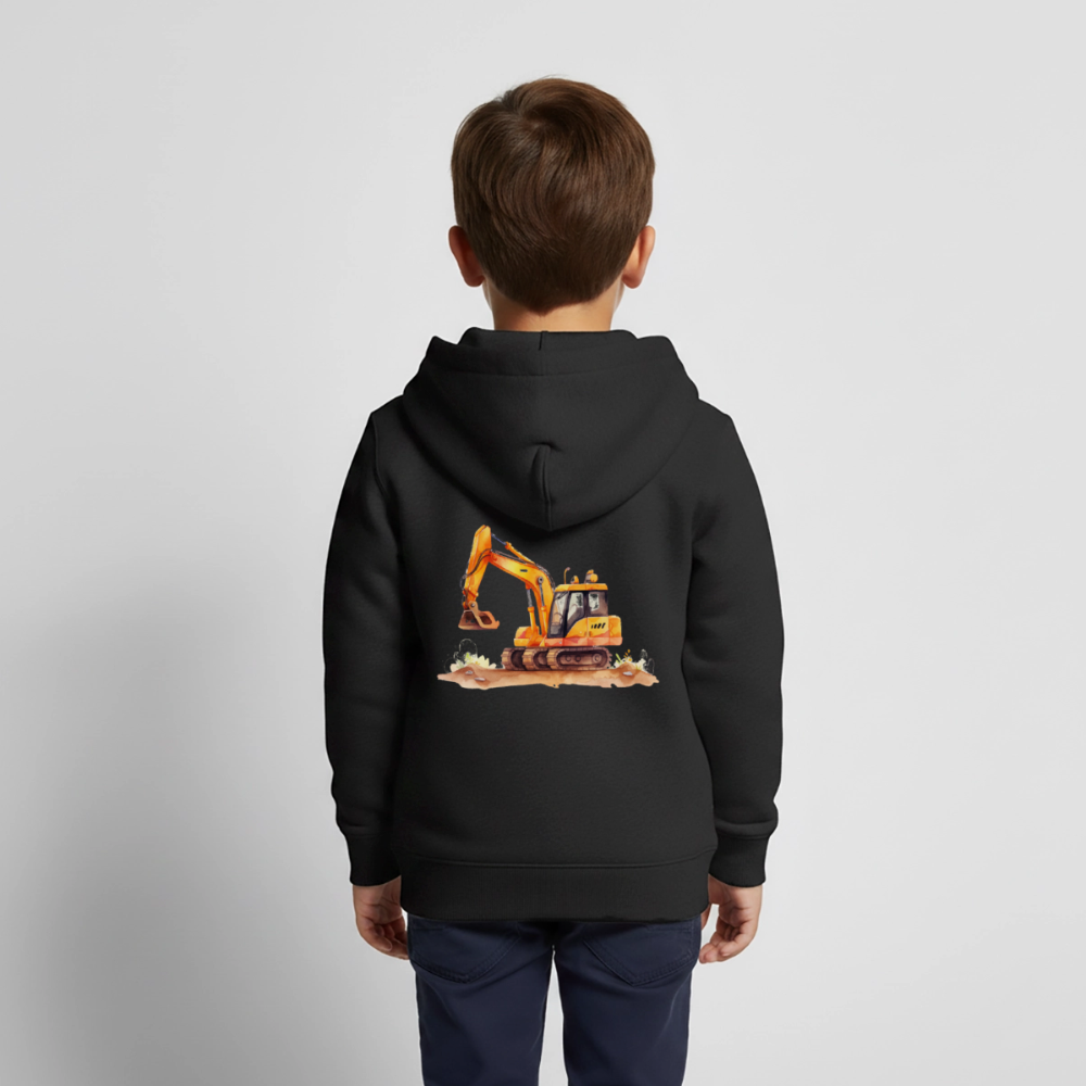 Kinder Kapuzenjacke "Bagger im Wasserfarben-Stil" - Schwarz
