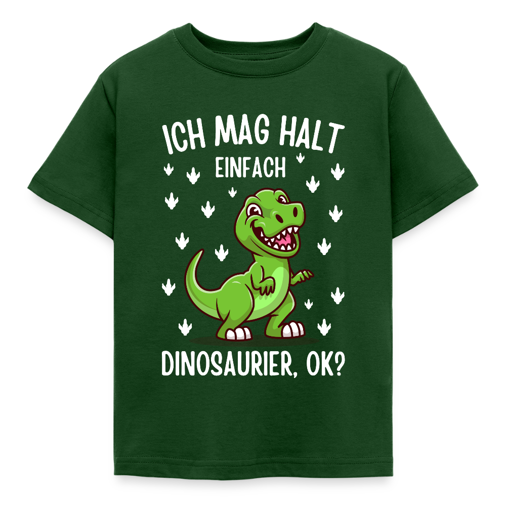Kinder T-Shirt "Ich mag halt einfach Dinosaurier" - Forstgrün 