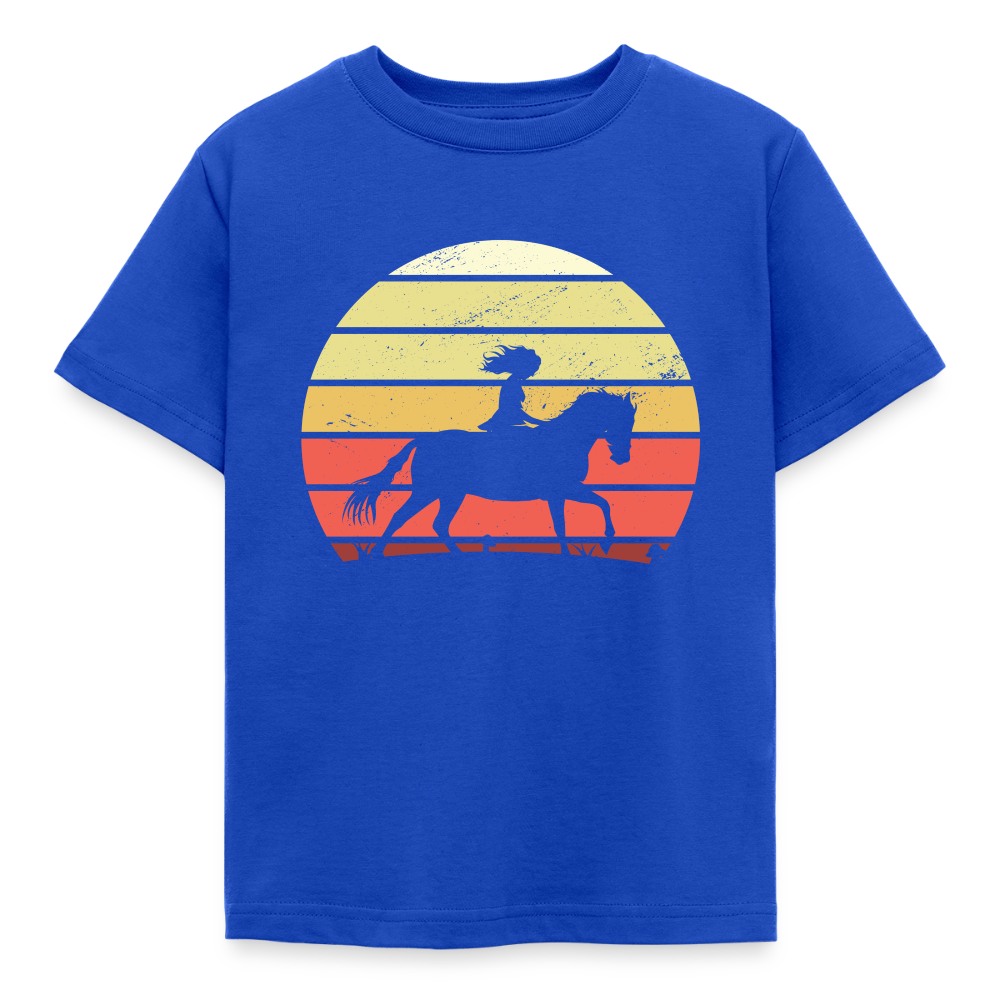 Kinder T-Shirt "Pferd im Retro-Stil" - Royalblau