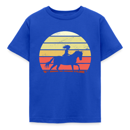Kinder T-Shirt "Pferd im Retro-Stil" - Royalblau
