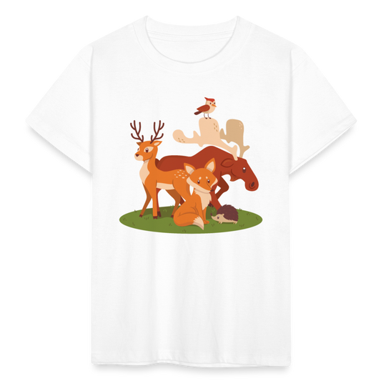 Kinder T-Shirt "Fuchs mit anderen Tieren" - Weiß