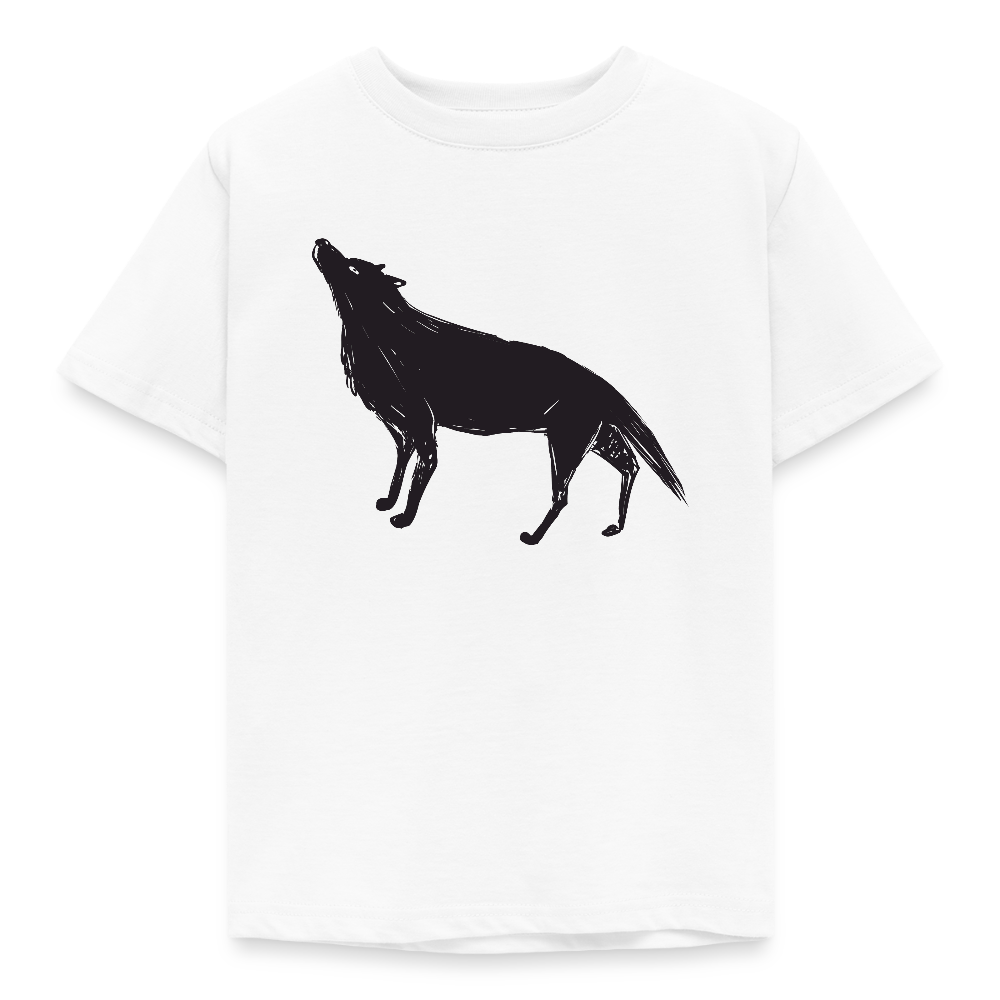 Kinder T-Shirt "Wolf im Zeichen-Stil" - Weiß