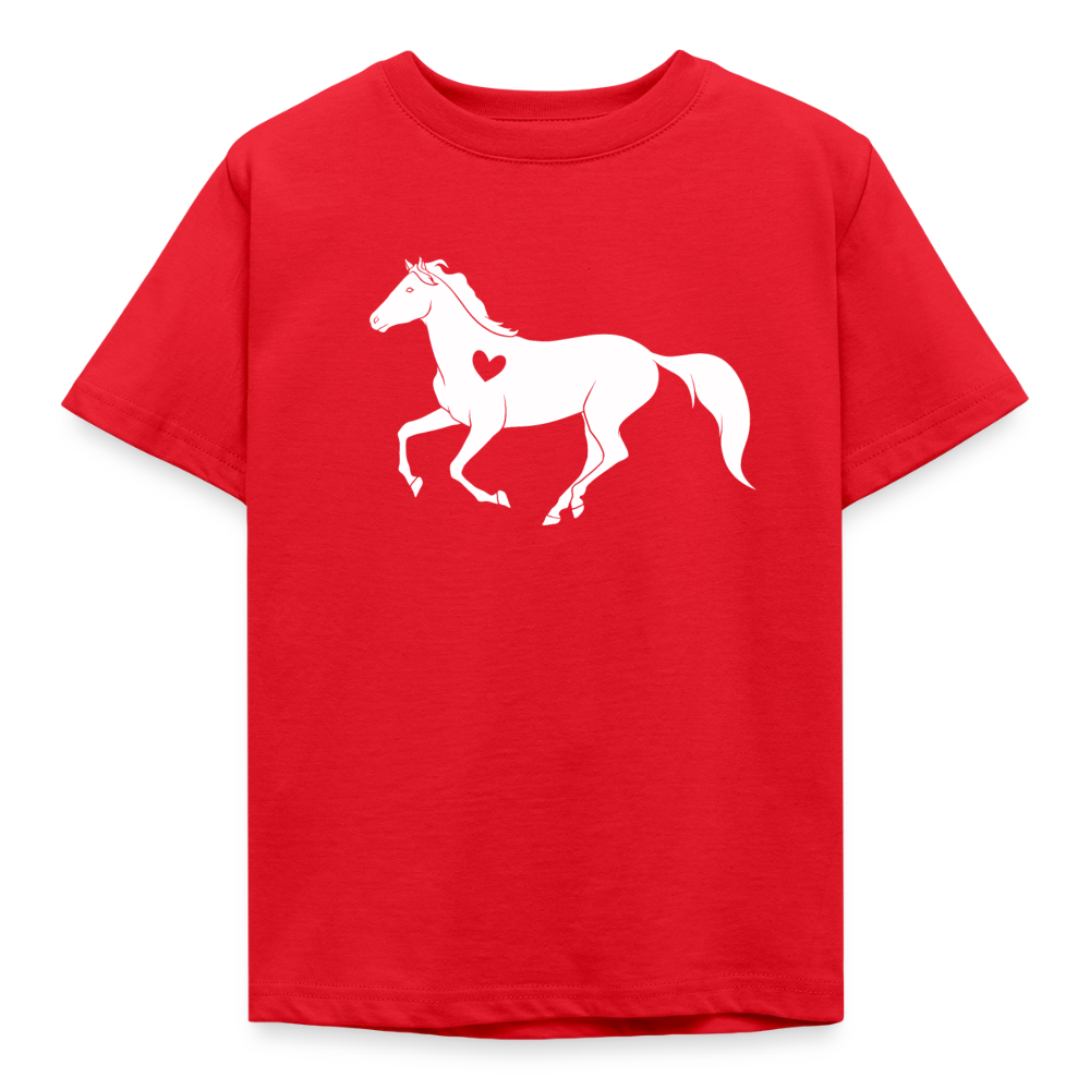 Kinder T-Shirt "Pferd mit Herzmotiv" - Rot