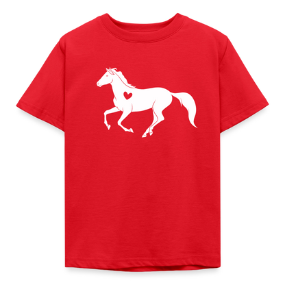 Kinder T-Shirt "Pferd mit Herzmotiv" - Rot