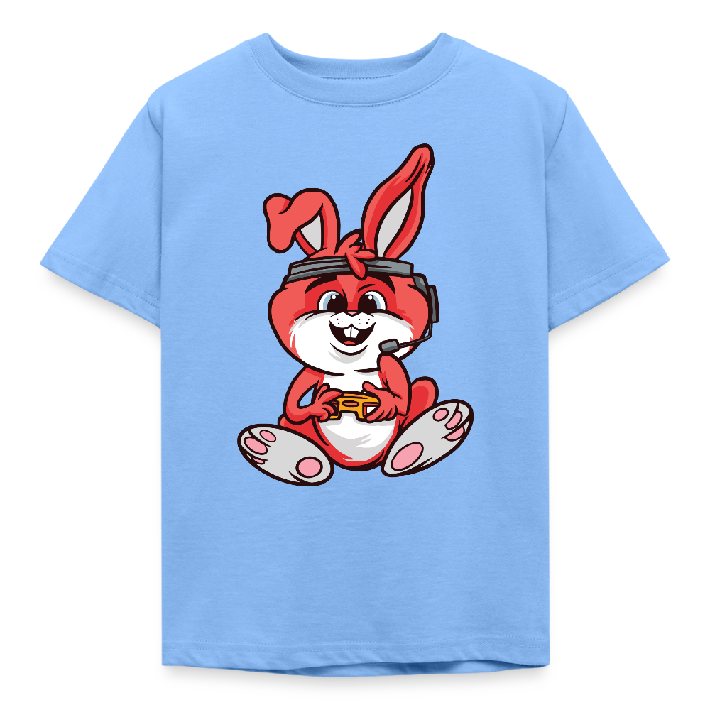 Kinder T-Shirt "Hase beim Zocken" - Himmelblau