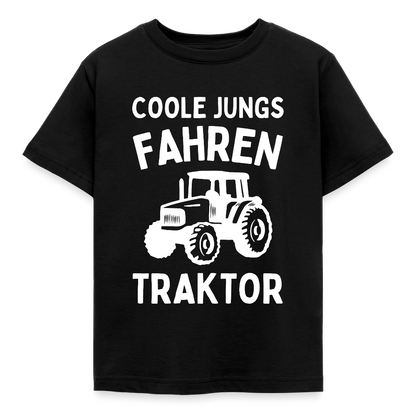 Kinder T-Shirt "Coole Jungs fahren Traktor" - Schwarz
