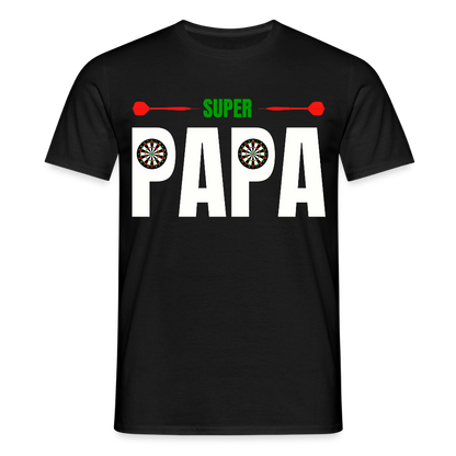 Männer T-Shirt "Super Papa" (Dart-Motiv) - Schwarz