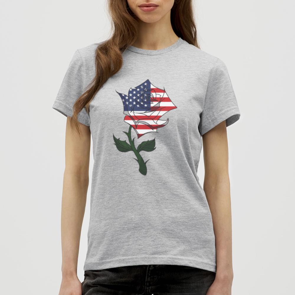 Frauen Bio-T-Shirt "USA Rose" - Grau meliert