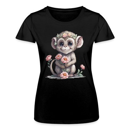 Frauen T-Shirt "Glücklicher Affe" - Schwarz