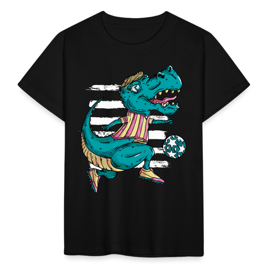 Kinder T-Shirt "Dinosaurier-Fußballer" - Schwarz