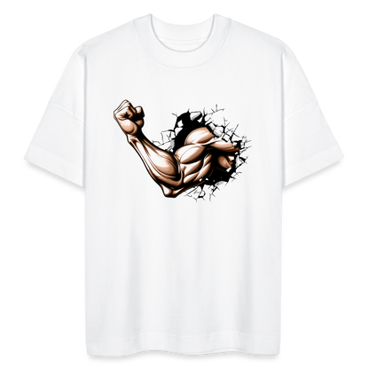 Oversize Bio-T-Shirt "Hervorkommender Bizeps" - Weiß