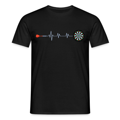 Dart Shirt Herren "Dart und Dartscheibe im Herzschlag" - Schwarz