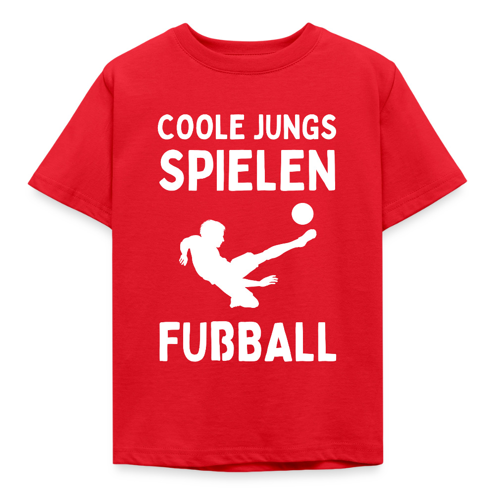 Kinder T-Shirt "Coole Jungs spielen Fußball" - Rot
