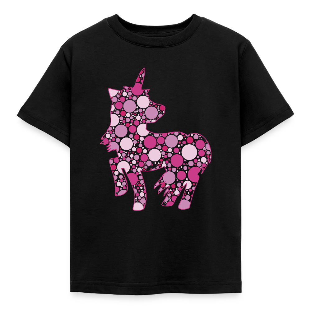 Kinder T-Shirt "Gepunktetes Einhorn" - Schwarz