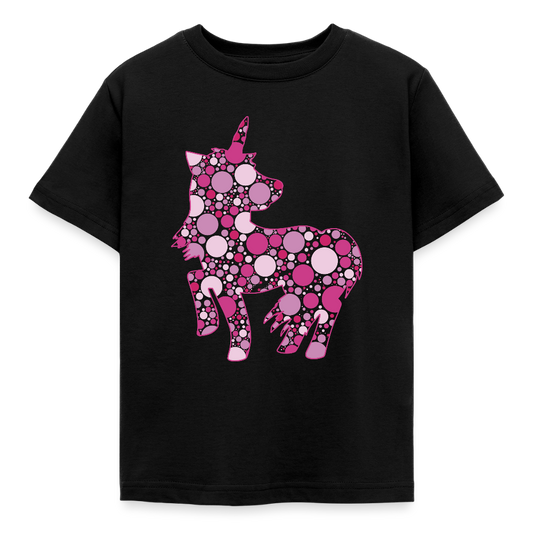 Kinder T-Shirt "Gepunktetes Einhorn" - Schwarz
