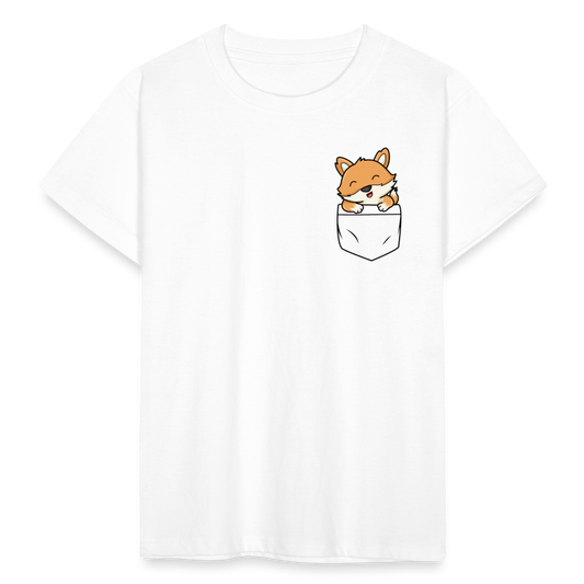 Kinder T-Shirt "Fuchs in Brusttaschen-Optik" - Weiß