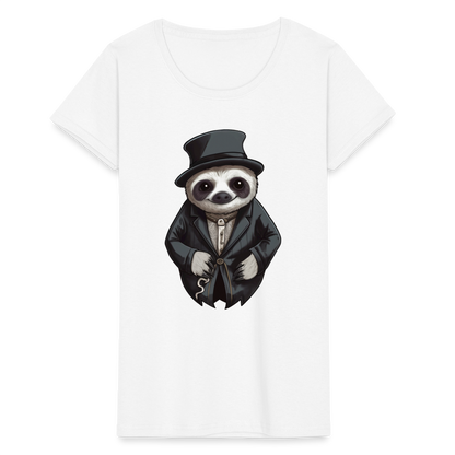 Frauen T-Shirt "Faultier mit Hut" - Weiß