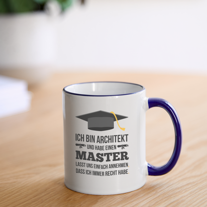Tasse "Ich werde Architekt und habe einen Master" - Weiß/Kobaltblau