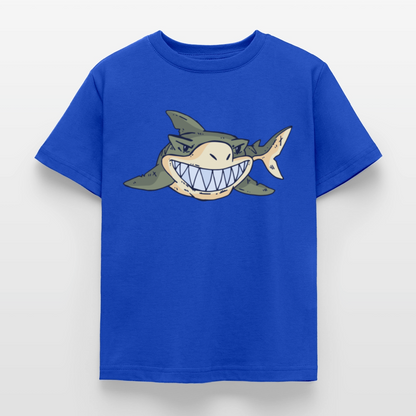 Kinder T-Shirt "Grüner Hai" - Royalblau