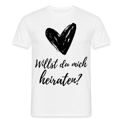 Männer T-Shirt "Willst du mich heiraten?" (Herz) - Weiß