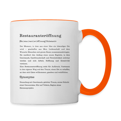 Tasse "Restauranteröffnung" (Definition) - Weiß/Orange