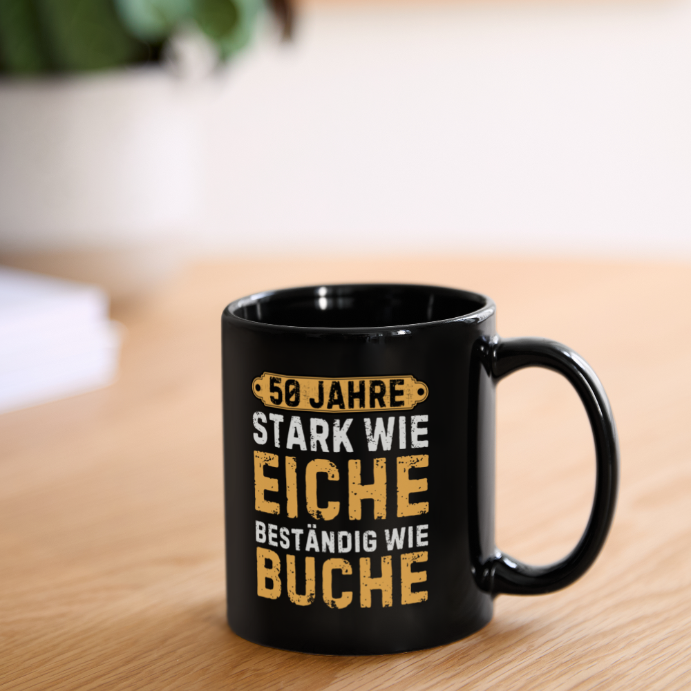 Tasse "50. Geburtstag Holz" - Schwarz