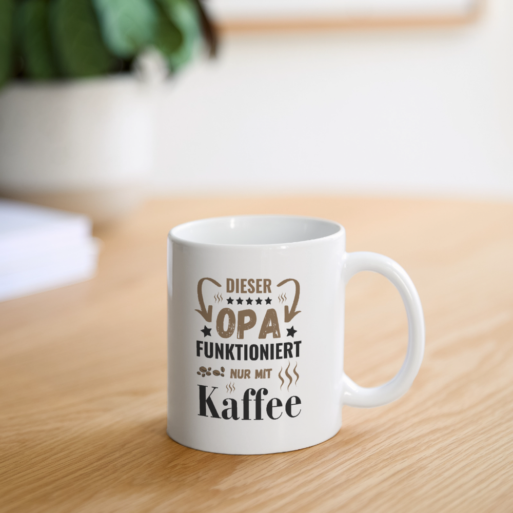 Tasse "Dieser Opa funktioniert nur mit Kaffee" - Weiß