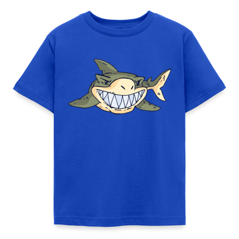 Kinder T-Shirt "Grüner Hai" - Royalblau