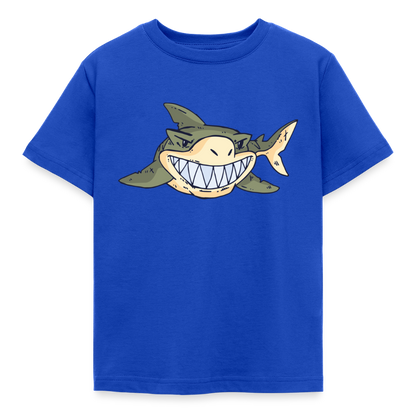 Kinder T-Shirt "Grüner Hai" - Royalblau