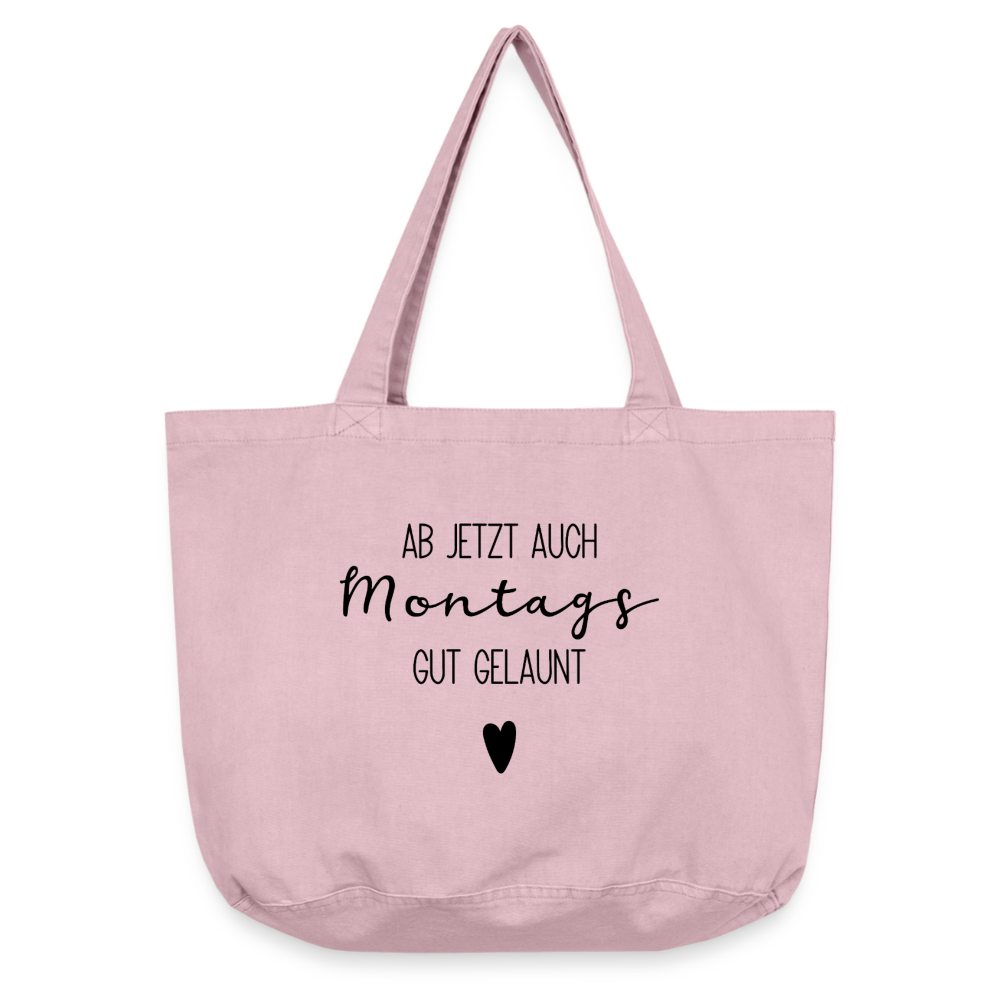 Einkaufstasche "Ab jetzt auch montags gut gelaunt" - Vintage Rosa