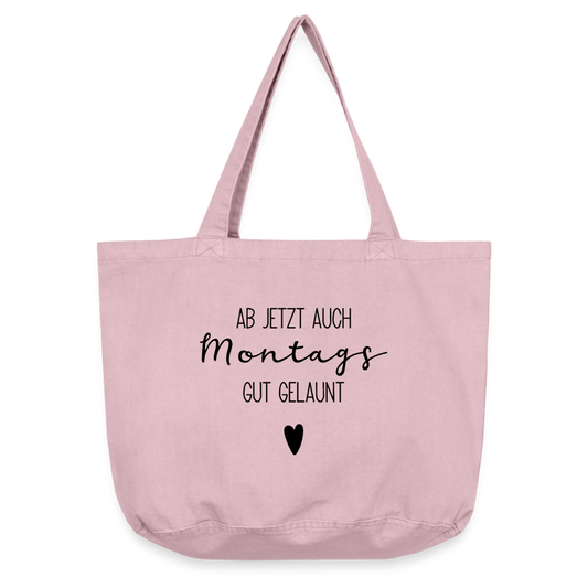 Einkaufstasche "Ab jetzt auch montags gut gelaunt" - Vintage Rosa